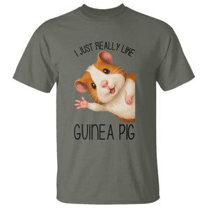 I Just Really Like Guinea Pigs T Shirt Funny Cavy Lover TS12 Military Green Print Your Wear
