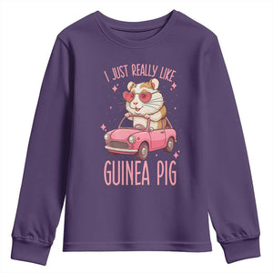 I Just Really Like Guinea Pigs Youth Sweatshirt Pet Lover Gift For Girl TS12 Purple Print Your Wear