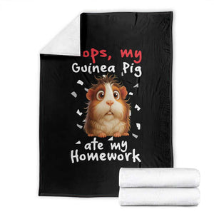 Oops My Guinea Pig Ate My Homework Throw Blanket Funny Cavy Lover Gift TS12 Black Print Your Wear