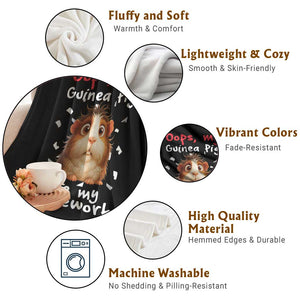 Oops My Guinea Pig Ate My Homework Throw Blanket Funny Cavy Lover Gift TS12 Print Your Wear