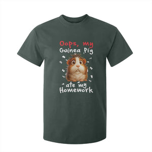 Oops My Guinea Pig Ate My Homework T Shirt For Kid Funny Cavy Lover Gift TS12 Dark Forest Green Print Your Wear