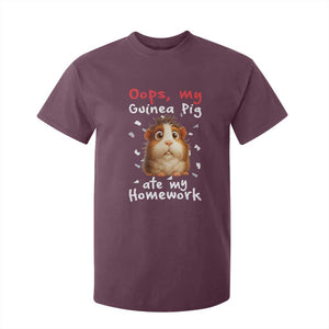 Oops My Guinea Pig Ate My Homework T Shirt For Kid Funny Cavy Lover Gift TS12 Maroon Print Your Wear