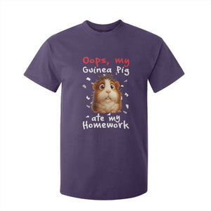 Oops My Guinea Pig Ate My Homework T Shirt For Kid Funny Cavy Lover Gift TS12 Purple Print Your Wear