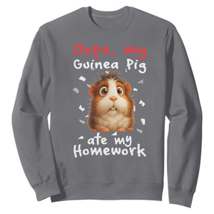 Oops My Guinea Pig Ate My Homework Sweatshirt Funny Cavy Lover Gift TS12 Charcoal Print Your Wear