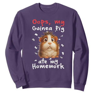 Oops My Guinea Pig Ate My Homework Sweatshirt Funny Cavy Lover Gift TS12 Purple Print Your Wear