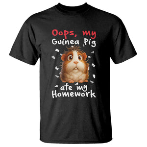 Oops My Guinea Pig Ate My Homework T Shirt Funny Cavy Lover Gift TS12 Black Print Your Wear