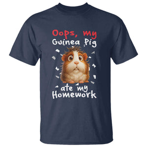 Oops My Guinea Pig Ate My Homework T Shirt Funny Cavy Lover Gift TS12 Navy Print Your Wear