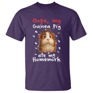 Oops My Guinea Pig Ate My Homework T Shirt Funny Cavy Lover Gift TS12 Purple Print Your Wear