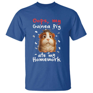 Oops My Guinea Pig Ate My Homework T Shirt Funny Cavy Lover Gift TS12 Royal Blue Print Your Wear