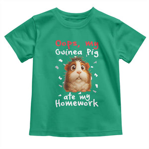 Oops My Guinea Pig Ate My Homework Toddler T Shirt Funny Cavy Lover Gift TS12 Irish Green Print Your Wear