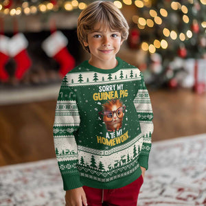 Funny My Guinea Pig Ate My Homework Ugly Christmas Sweater Gift For Rodent Lovers TS12 Forest Green Beige Print Your Wear