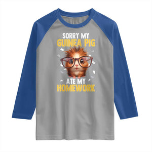 Funny My Guinea Pig Ate My Homework Raglan Shirt Gift For Rodent Lovers TS12 Sport Gray Royal Print Your Wear