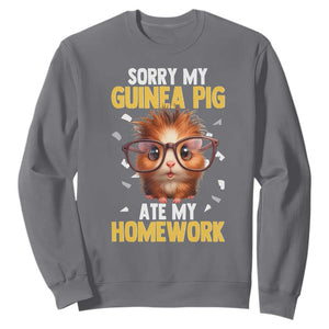 Funny My Guinea Pig Ate My Homework Sweatshirt Gift For Rodent Lovers TS12 Charcoal Print Your Wear