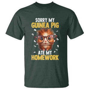 Funny My Guinea Pig Ate My Homework T Shirt Gift For Rodent Lovers TS12 Dark Forest Green Print Your Wear