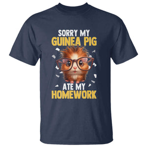 Funny My Guinea Pig Ate My Homework T Shirt Gift For Rodent Lovers TS12 Navy Print Your Wear