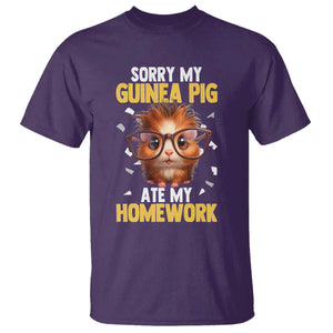 Funny My Guinea Pig Ate My Homework T Shirt Gift For Rodent Lovers TS12 Purple Print Your Wear
