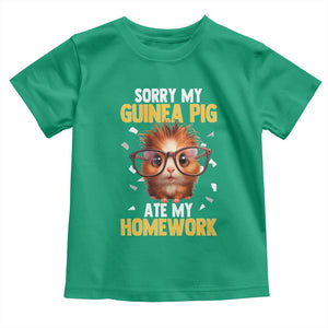Funny My Guinea Pig Ate My Homework Toddler T Shirt Gift For Rodent Lovers TS12 Irish Green Print Your Wear