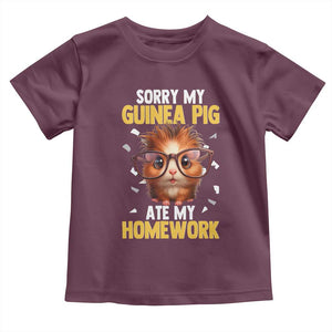 Funny My Guinea Pig Ate My Homework Toddler T Shirt Gift For Rodent Lovers TS12 Maroon Print Your Wear