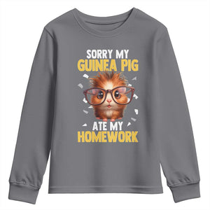 Funny My Guinea Pig Ate My Homework Youth Sweatshirt Gift For Rodent Lovers TS12 Charcoal Print Your Wear