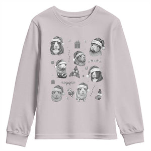 Christmas Guinea Pigs Youth Sweatshirt Funny Cavy Lover Holiday Gift TS12 Ice Gray Print Your Wear