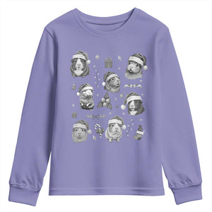 Christmas Guinea Pigs Youth Sweatshirt Funny Cavy Lover Holiday Gift TS12 Violet Print Your Wear