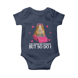 Funny Guinea Pig Lover Gift Baby Onesie The Horrors Persist But So Do I TS12 Navy Print Your Wear