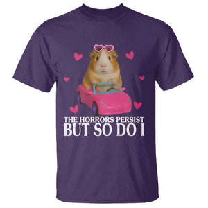 Funny Guinea Pig Lover Gift T Shirt The Horrors Persist But So Do I TS12 Purple Print Your Wear