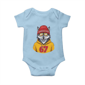 Six Seven Meme Wolf Football Fan Baby Onesie Gen Alpha Slang Gift TS12 Light Blue Print Your Wear