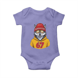 Six Seven Meme Wolf Football Fan Baby Onesie Gen Alpha Slang Gift TS12 Violet Print Your Wear