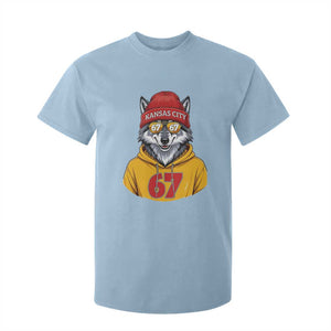 Six Seven Meme Wolf Football Fan T Shirt For Kid Gen Alpha Slang Gift TS12 Light Blue Print Your Wear