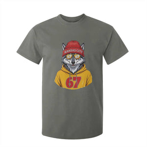 Six Seven Meme Wolf Football Fan T Shirt For Kid Gen Alpha Slang Gift TS12 Military Green Print Your Wear