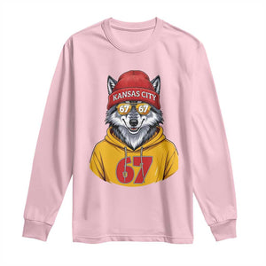 Six Seven Meme Wolf Football Fan Long Sleeve Shirt Gen Alpha Slang Gift TS12 Light Pink Print Your Wear