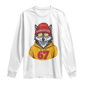 Six Seven Meme Wolf Football Fan Long Sleeve Shirt Gen Alpha Slang Gift TS12 White Print Your Wear