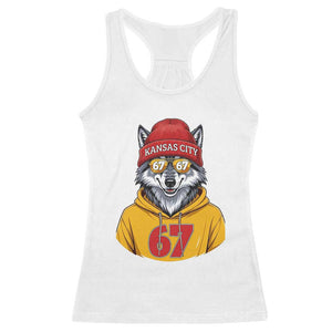 Six Seven Meme Wolf Football Fan Racerback Tank Top Gen Alpha Slang Gift TS12 White Print Your Wear