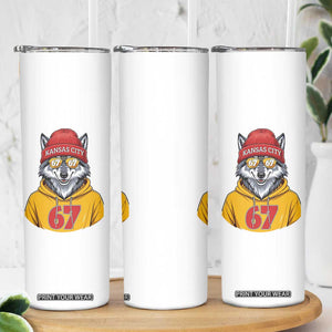 Six Seven Meme Wolf Football Fan Skinny Tumbler Gen Alpha Slang Gift TS12 Print Your Wear