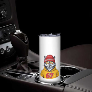 Six Seven Meme Wolf Football Fan Skinny Tumbler Gen Alpha Slang Gift TS12 Print Your Wear
