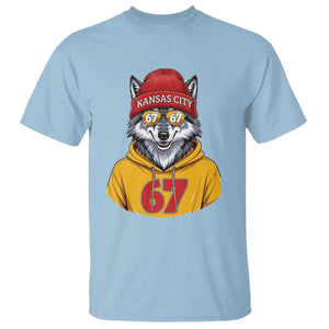 Six Seven Meme Wolf Football Fan T Shirt Gen Alpha Slang Gift TS12 Light Blue Print Your Wear