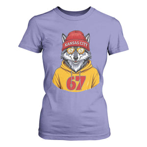 Six Seven Meme Wolf Football Fan T Shirt For Women Gen Alpha Slang Gift TS12 Violet Print Your Wear