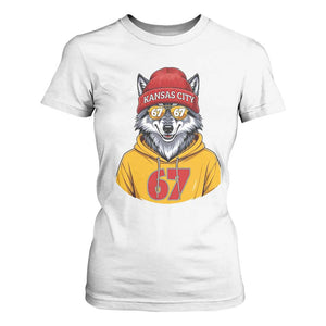 Six Seven Meme Wolf Football Fan T Shirt For Women Gen Alpha Slang Gift TS12 White Print Your Wear