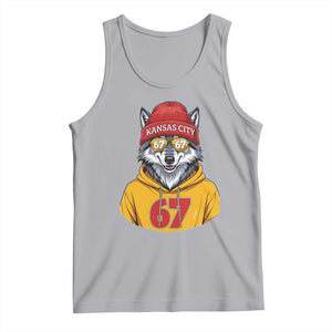 Six Seven Meme Wolf Football Fan Tank Top Gen Alpha Slang Gift TS12 Athletic Heather Print Your Wear