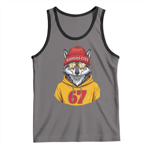 Six Seven Meme Wolf Football Fan Tank Top Gen Alpha Slang Gift TS12 Deep Heather Black Print Your Wear