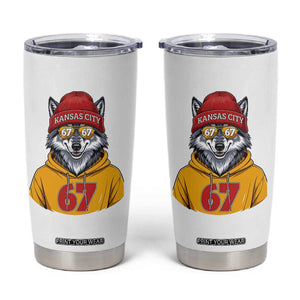 Six Seven Meme Wolf Football Fan Tumbler Cup Gen Alpha Slang Gift TS12 White Print Your Wear