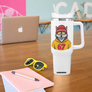 Six Seven Meme Wolf Football Fan Tumbler With Handle Gen Alpha Slang Gift TS12 Print Your Wear
