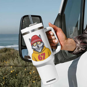 Six Seven Meme Wolf Football Fan Tumbler With Handle Gen Alpha Slang Gift TS12 Print Your Wear