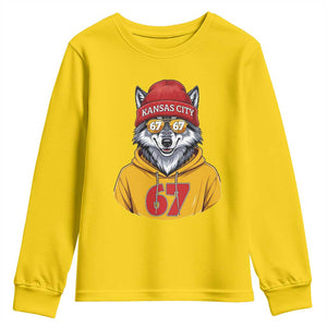 Six Seven Meme Wolf Football Fan Youth Sweatshirt Gen Alpha Slang Gift TS12 Daisy Print Your Wear