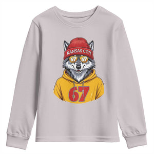 Six Seven Meme Wolf Football Fan Youth Sweatshirt Gen Alpha Slang Gift TS12 Ice Gray Print Your Wear