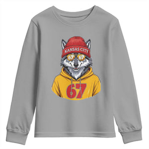 Six Seven Meme Wolf Football Fan Youth Sweatshirt Gen Alpha Slang Gift TS12 Sport Gray Print Your Wear