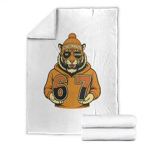 Six Seven Meme Tiger Football Fan Throw Blanket Gen Alpha Slang Gift TS12 Black Print Your Wear