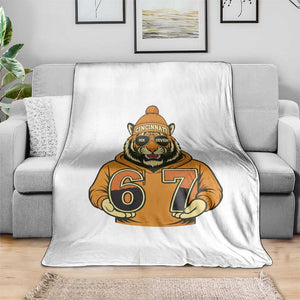 Six Seven Meme Tiger Football Fan Throw Blanket Gen Alpha Slang Gift TS12 Print Your Wear