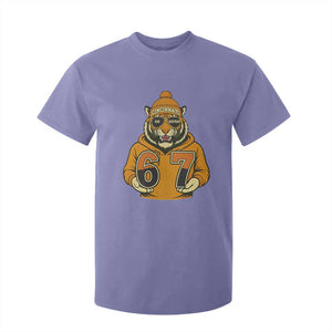 Six Seven Meme Tiger Football Fan T Shirt For Kid Gen Alpha Slang Gift TS12 Violet Print Your Wear